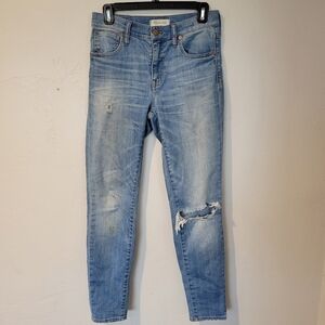 Madewell 9" High Riser Skinny Skinny Jeans 27 Light Wash Distressed Denim